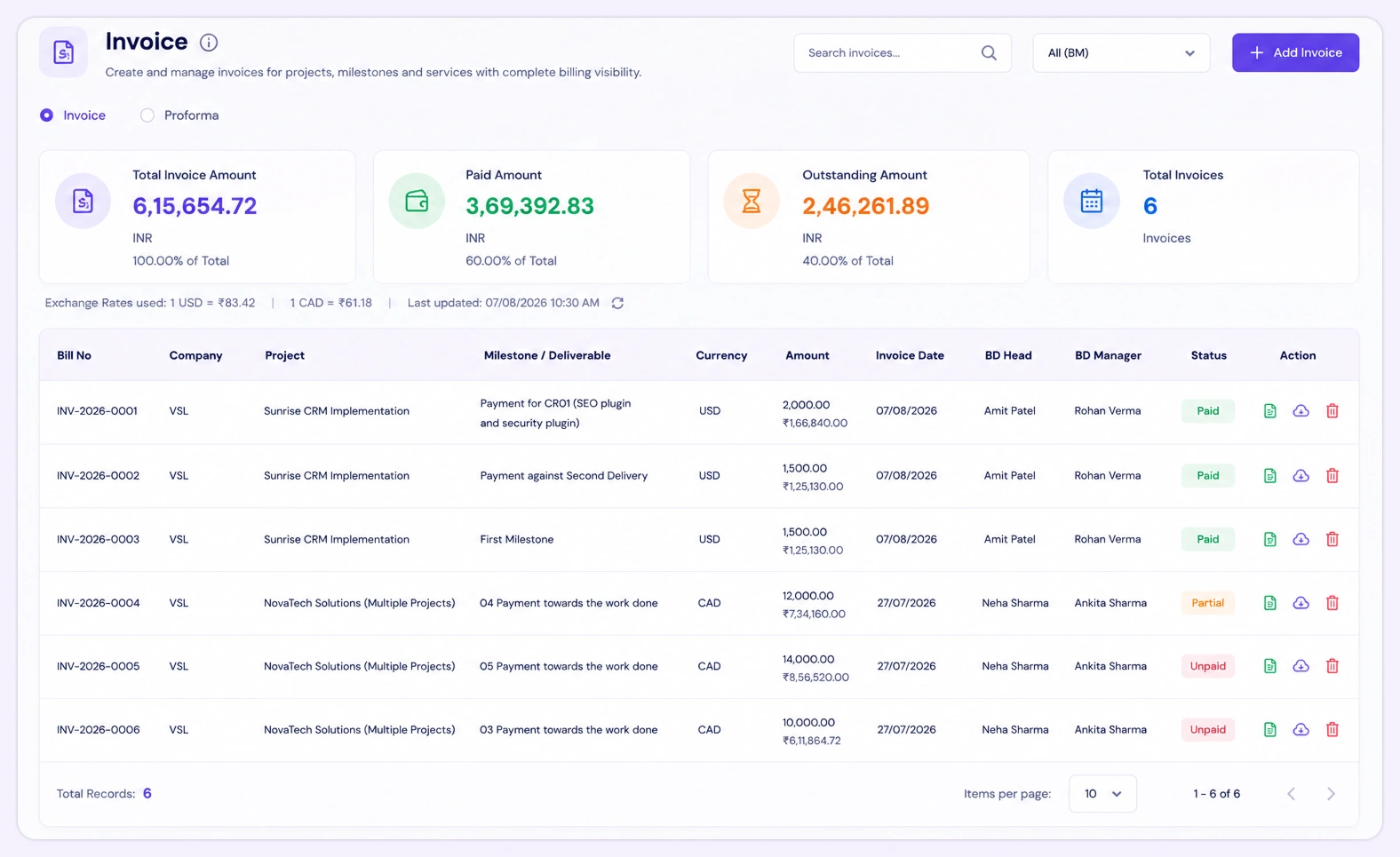 Project Invoicing