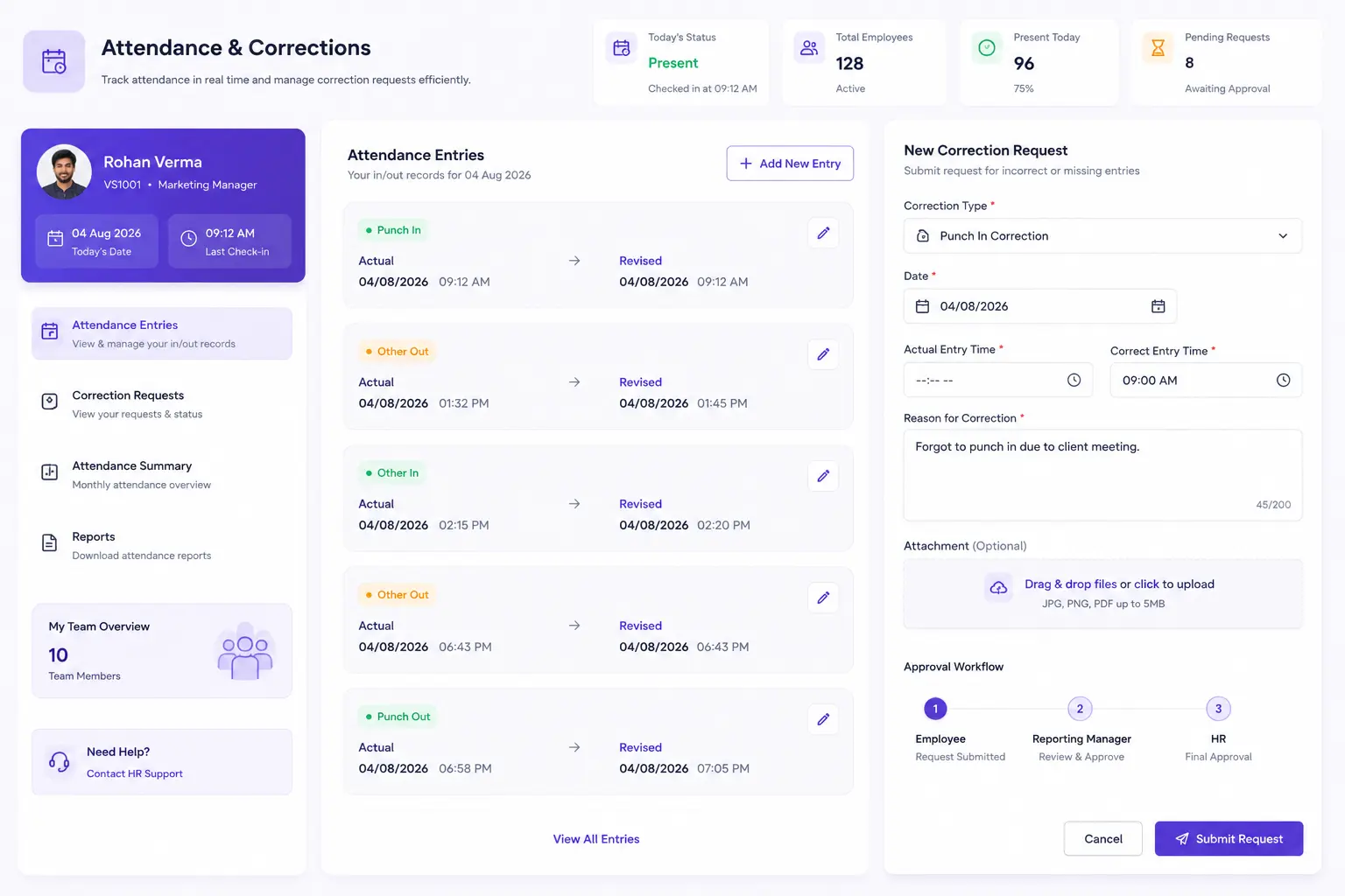 Attendance & Corrections