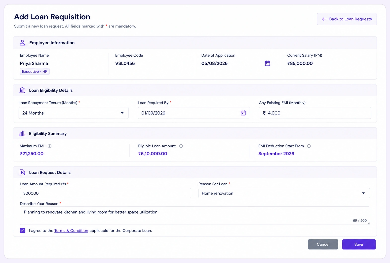 Loan Requisition